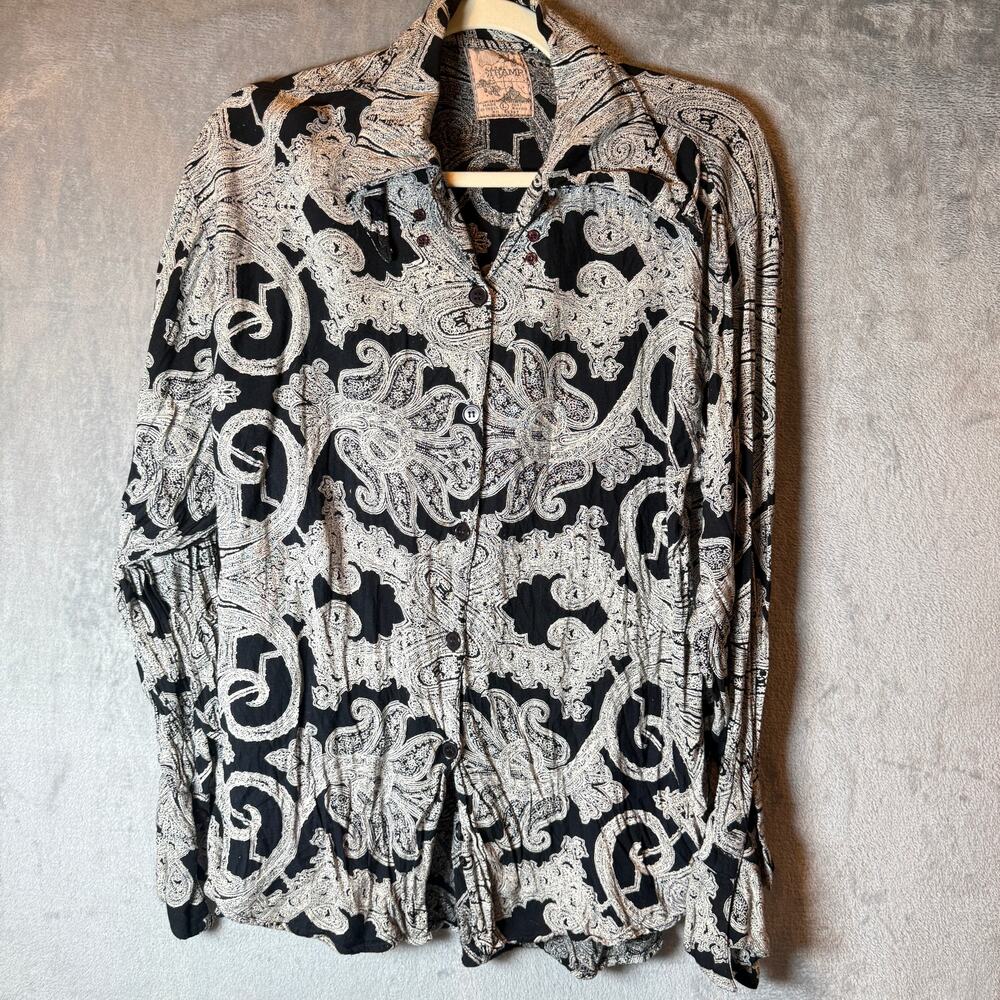 Vintage RAMP Rayon Paisley Shirt Size L Womens  festival, resort, vacation shirt
